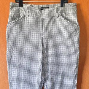 Adrienne Vittadini Stretch Cropped Pants Black White Small Plaid Women's Size 6
